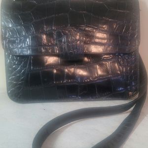 Croc Flat Shoulder Bag